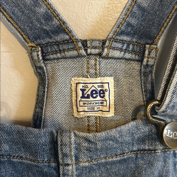 Lee Denim Shortalls Womens XS Blue Overalls Shorts Workwear Stretch Y2K Vintage - Picture 2 of 3